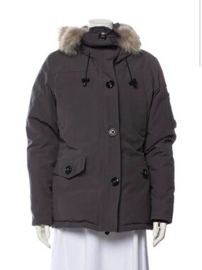 Canada Goose Dark Gray Fur-Trim Hooded Puffer Parka